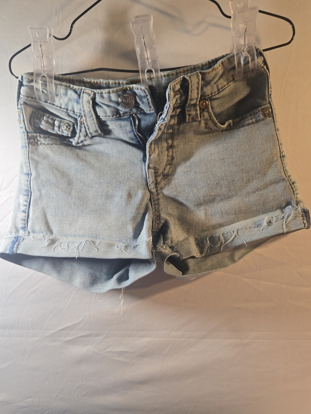 True Religion Light Blue Denim Cutoff Shorts
